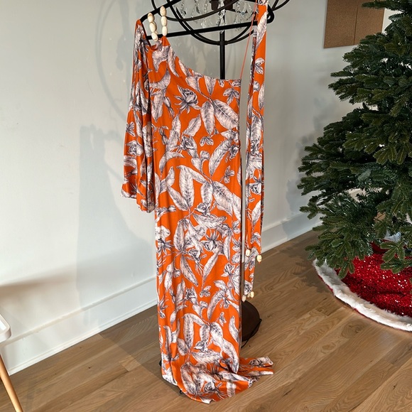 Alexis Dresses & Skirts - Alexis Orange Tropical One-Shoulder Maxi Dress